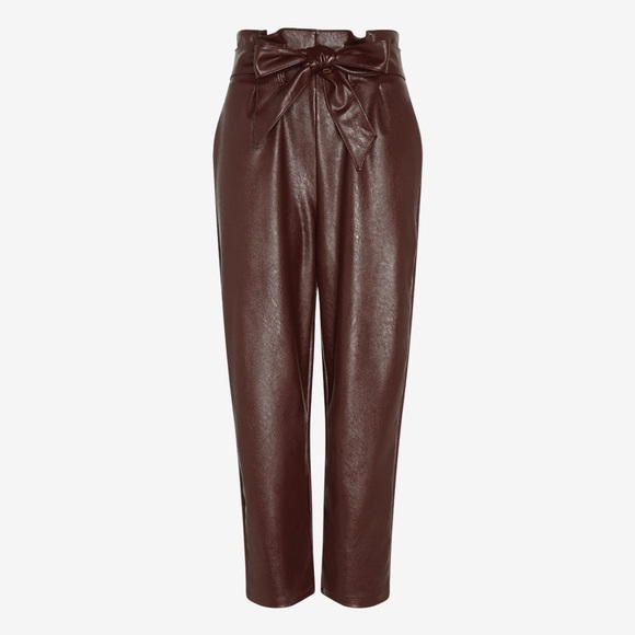 COMMANDO Women's Faux Leather Paperbag Waist Crop Pants - Size XL - Picture 2 of 7